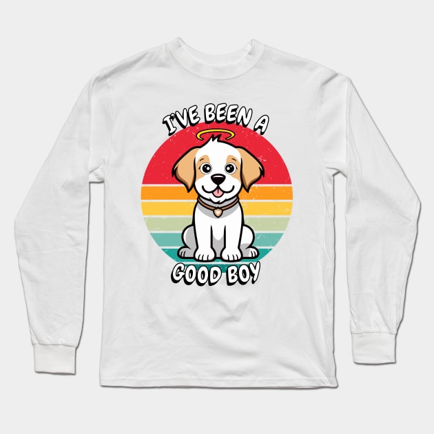 Cute Happy Dog is a Good Boy Long Sleeve T-Shirt by Pet Station